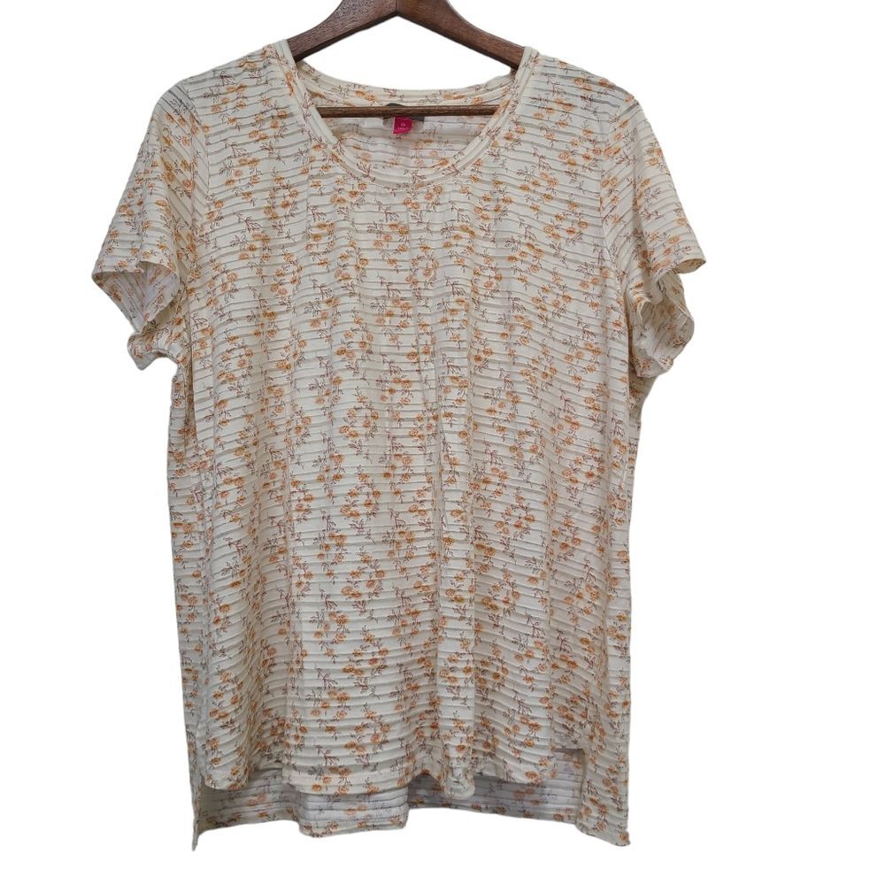 Vince Camuto Womens Floral Short Sleeve High Low Shirt Top Plus Size 2X